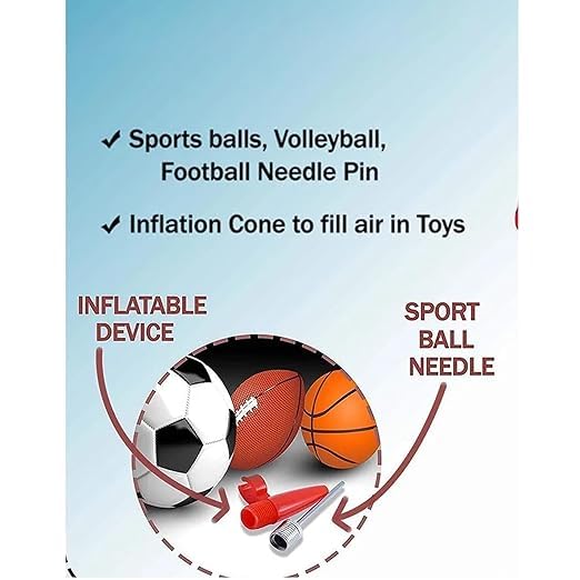 GRS P101A High Pressure Steel Air Pump Inflatable Air Pump Floor Air Pumps with 2 Needle for Cycle, Football, Volleyball, Basketball, Handball (Multicolour, Nylon & Alloy Steel)