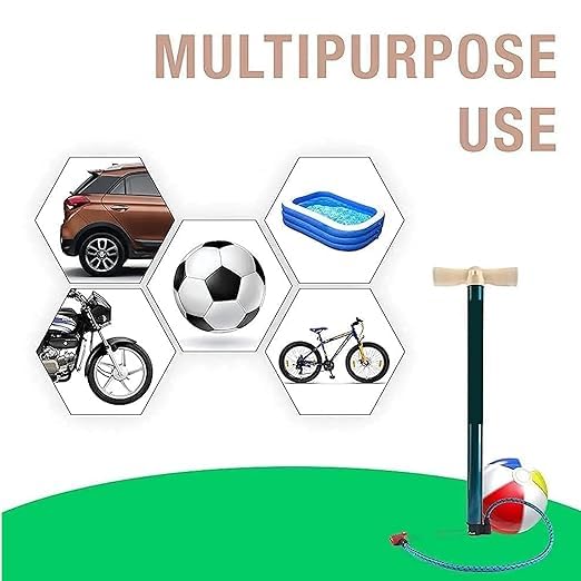 GRS P101A High Pressure Steel Air Pump Inflatable Air Pump Floor Air Pumps with 2 Needle for Cycle, Football, Volleyball, Basketball, Handball (Multicolour, Nylon & Alloy Steel)