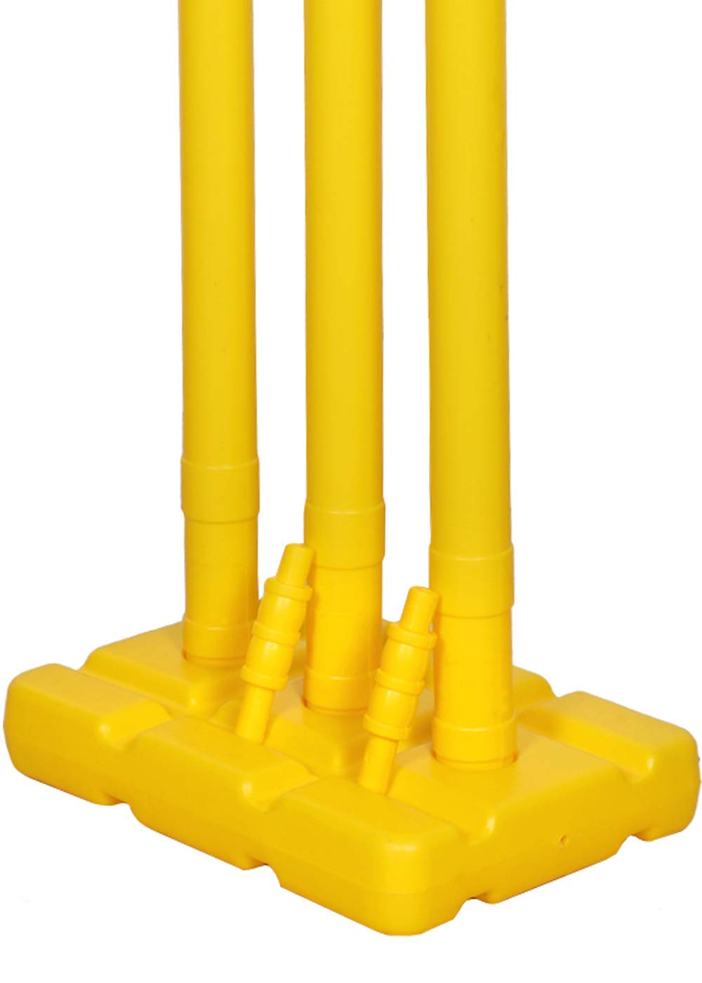 GRS India Best Heavy Plastic Cricket Stumps Set - 3 Stumps + 2 Bails + 1 Stand (Yellow)(Plastic Wicket Set)