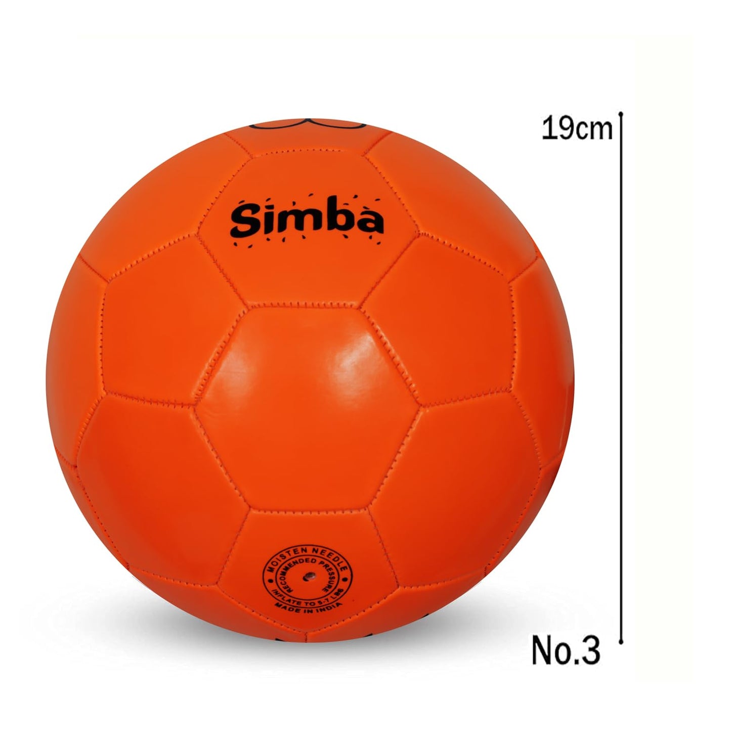 GRS Simba Synthetic Leather Kids-Zone-Sports Football Soccer Toy Ball for 3-8 Years Kids, Size 3 - Simba (Orange)