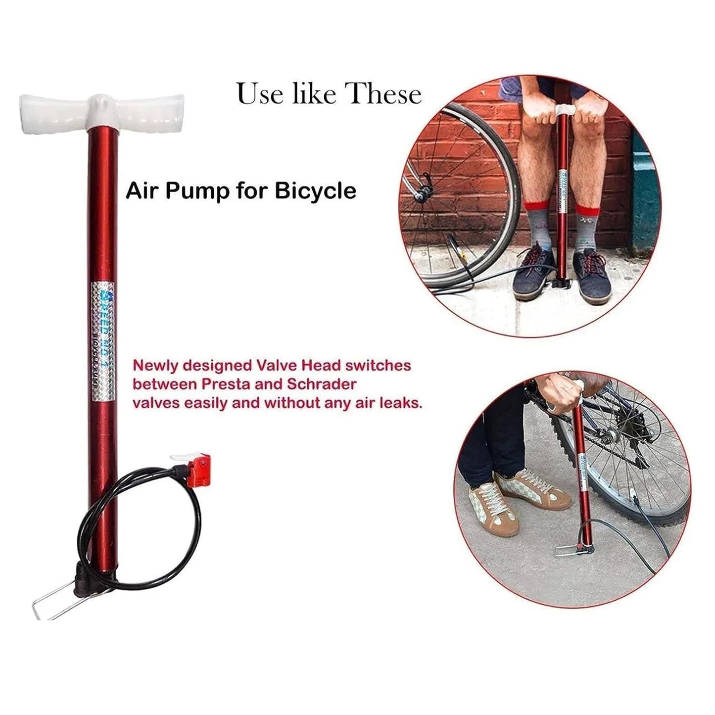 GRS P101A High Pressure Steel Air Pump Inflatable Air Pump Floor Air Pumps with 2 Needle for Cycle, Football, Volleyball, Basketball, Handball (Multicolour, Nylon & Alloy Steel)