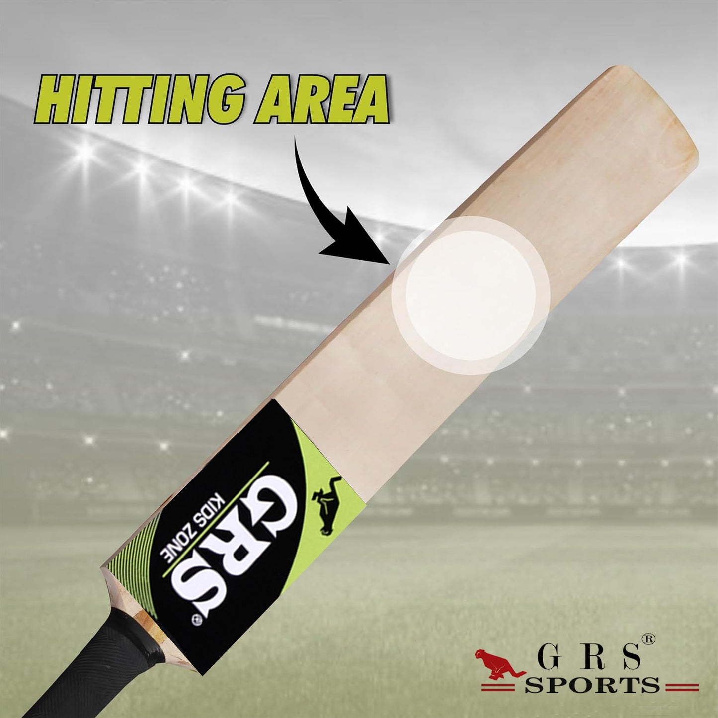 GRS KidsZone Popular Willow Cricket Bat with Wicket Set & 1 Tennis Ball for Kids (Size 3, Age 6-10 Year Old Kids) Multicolor