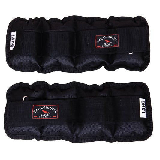 GRS Wrist/Ankle Weights 3 kg (1.5 kg Each x 2 pc), rubber, black
