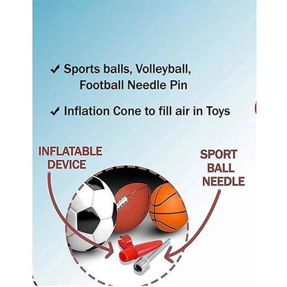 GRS P101A High Pressure Steel Air Pump Inflatable Air Pump Floor Air Pumps with 2 Needle for Cycle, Football, Volleyball, Basketball, Handball (Multicolour, Nylon & Alloy Steel)