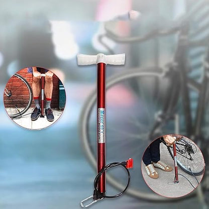 GRS P101A High Pressure Steel Air Pump Inflatable Air Pump Floor Air Pumps with 2 Needle for Cycle, Football, Volleyball, Basketball, Handball (Multicolour, Nylon & Alloy Steel)