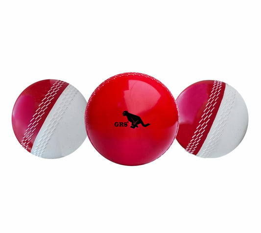 GRS Hard Hit Synthetic Cricket Ball with Hard Surface and PU Inner core, Recommended to Play with Wooden bat, Ideal for Batting Practice (Dual Color (Pack of 3))