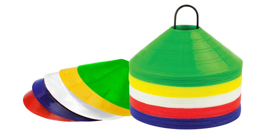 GRS® Sports Plastic Cones Marker Mini Space Markers Discs (Pack of 25) for Football, Soccer, Baseball, Agility, Field Sports, Kids Footwork Training, Practice Drills etc