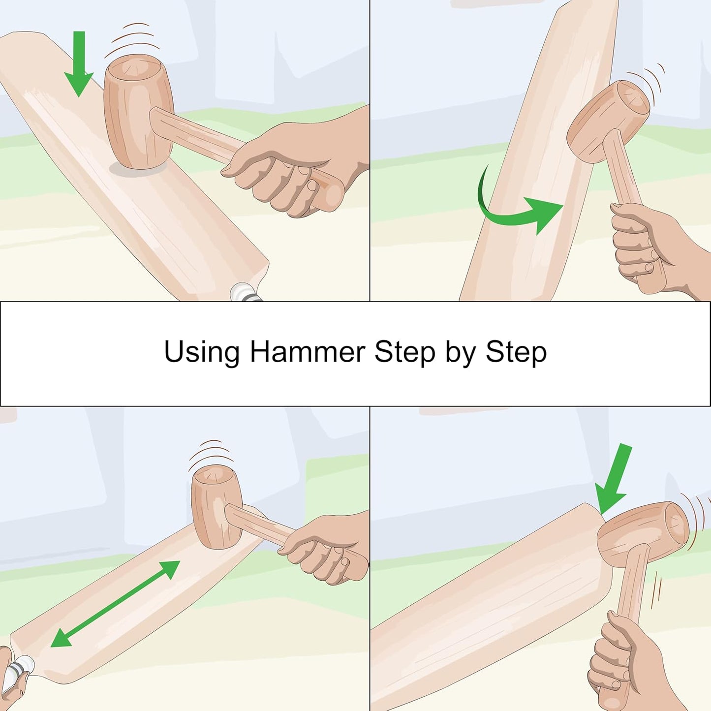 GRS Cricket Bat Double Sided Wooden Mallet Hammer with Gripper for Perfect Knocking to Improve Cricket Bat | Wooden Mallet Hammer and Handle Gripper Combo